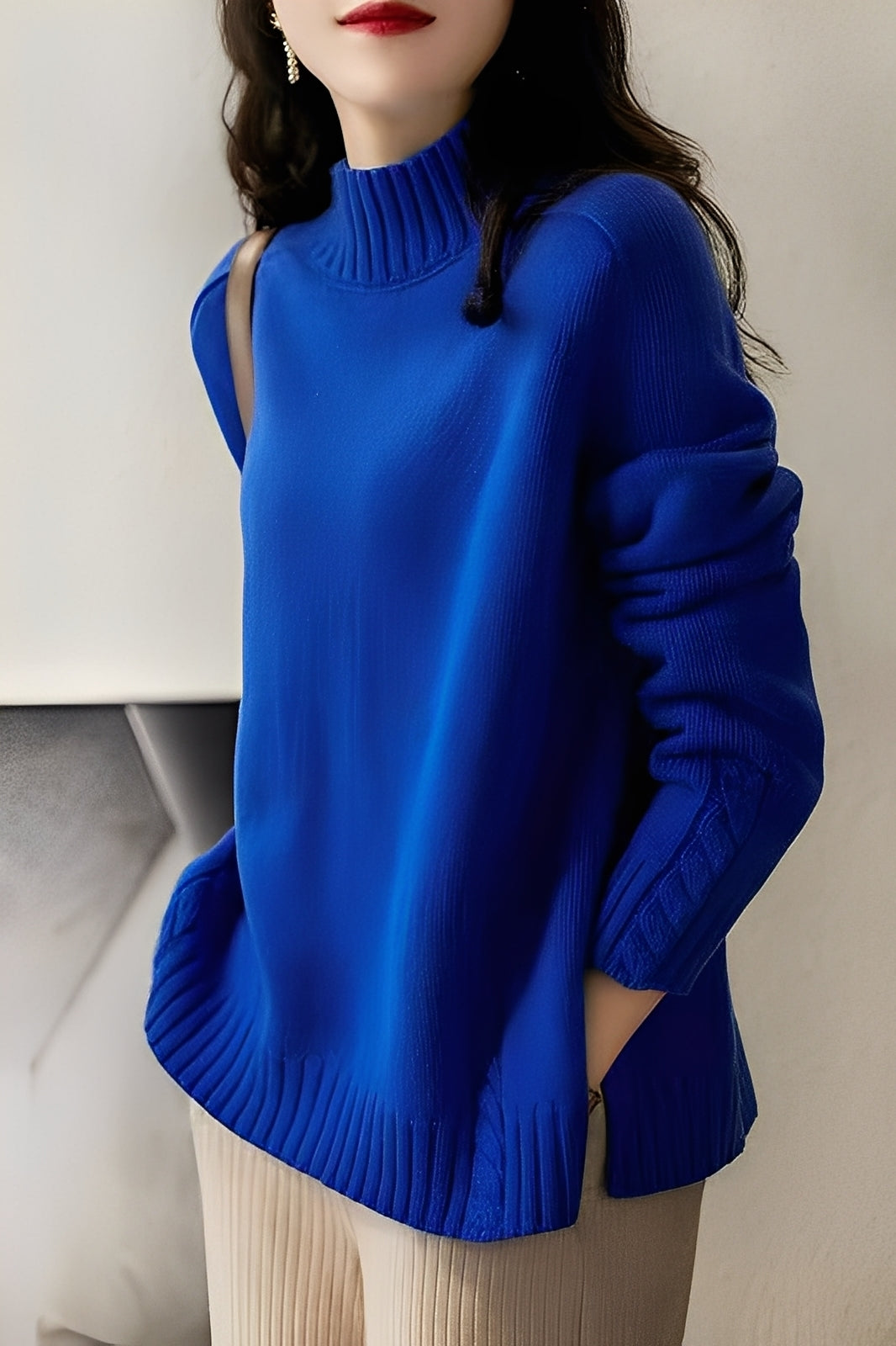 Karolyn - Einfacher, figurbetonter Damenpullover
