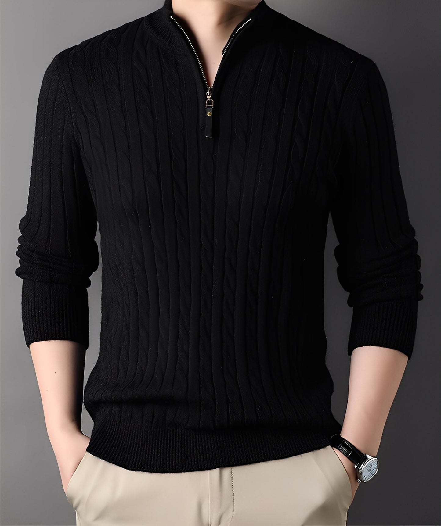 Damian - Zeitgemäßer Herrenpullover mit Reißverschluss