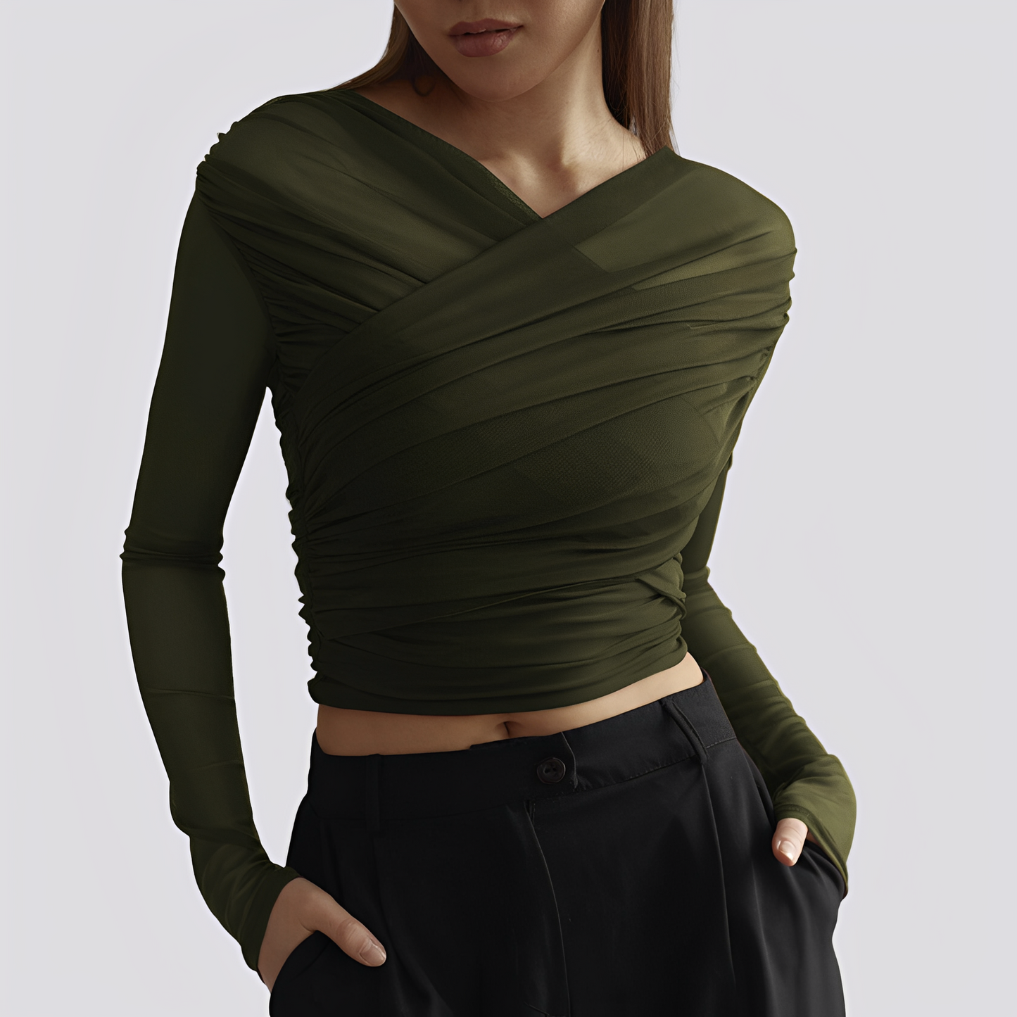 Meghan - Stylish Long-Sleeve Top with Gathering for Women