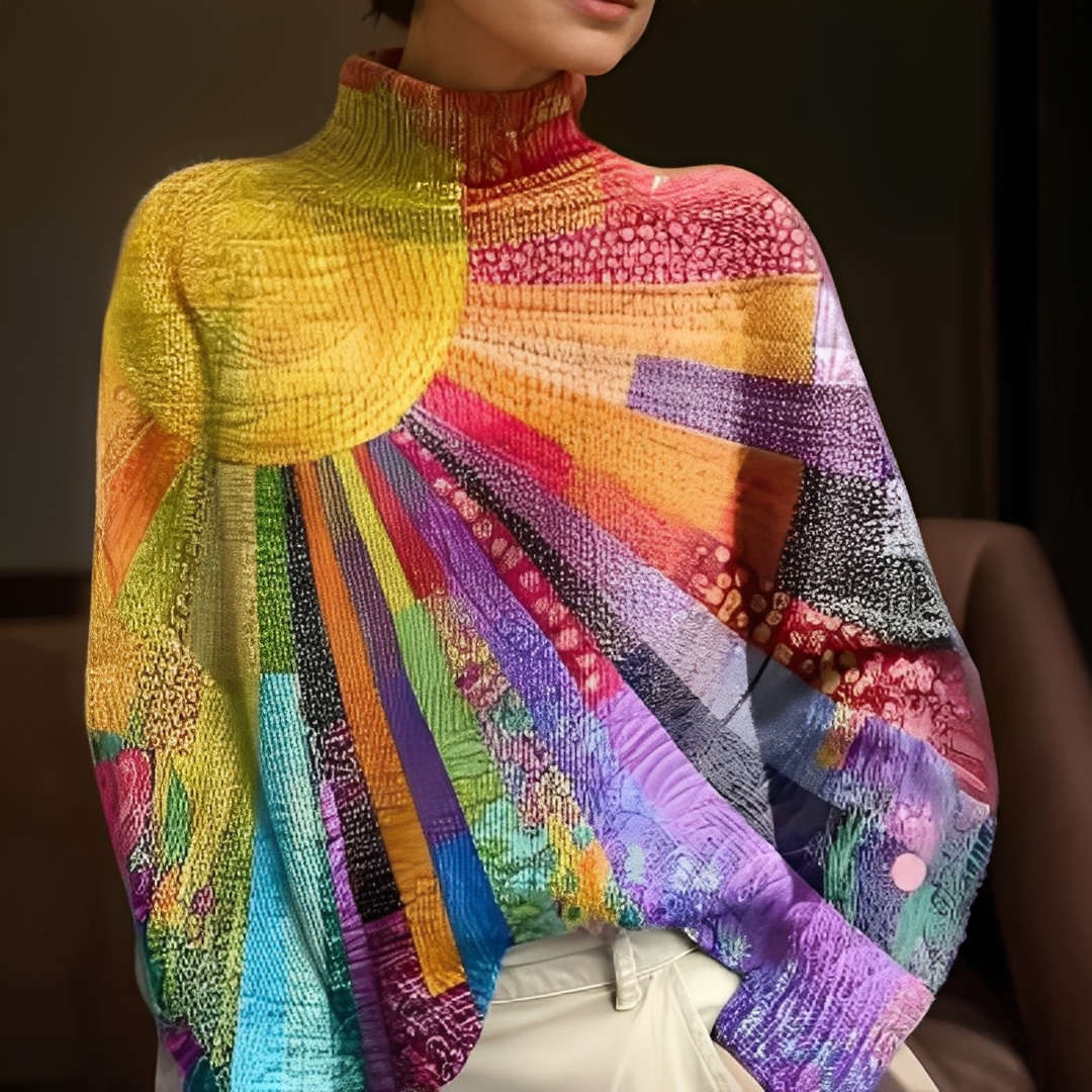 Agatine - Bunter Damen-Rollkragenpullover