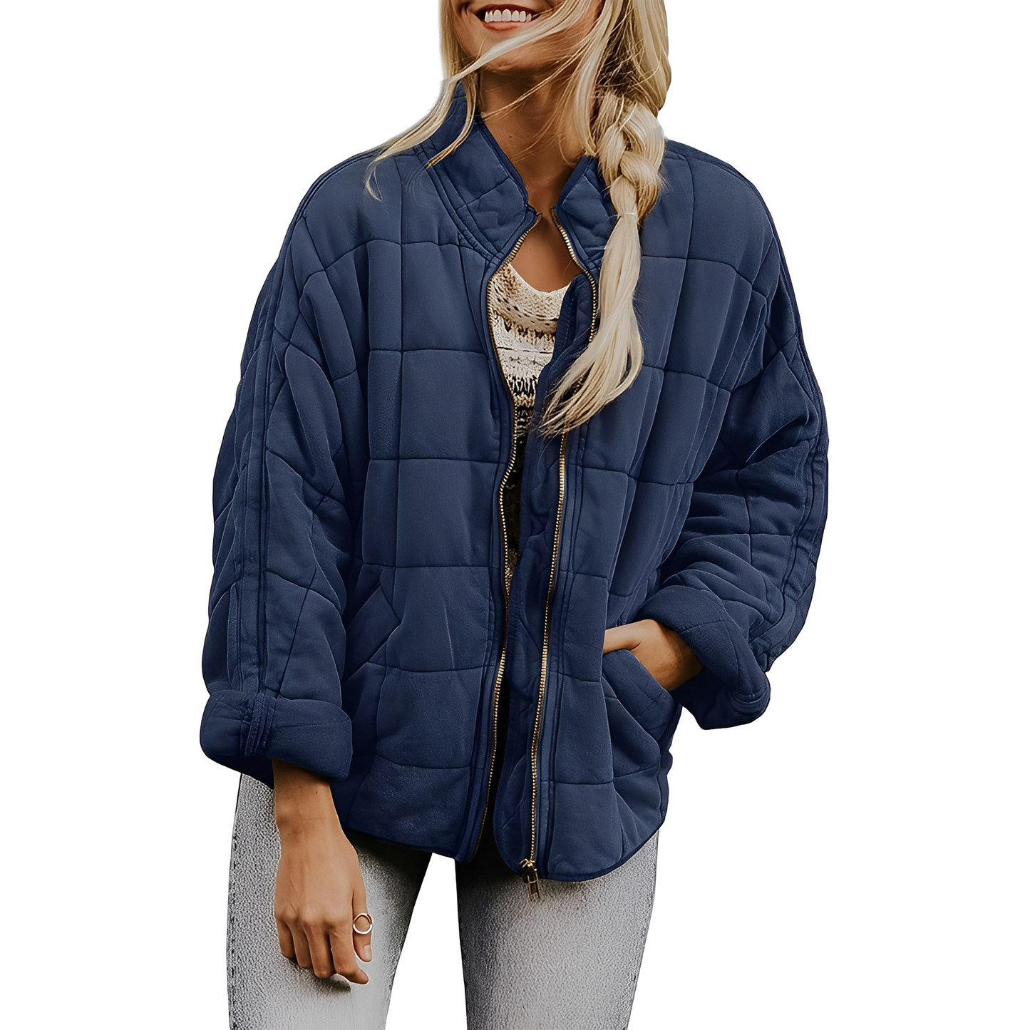 Luana - Frauenjacke mit leichtem Steppdesign und Taschen