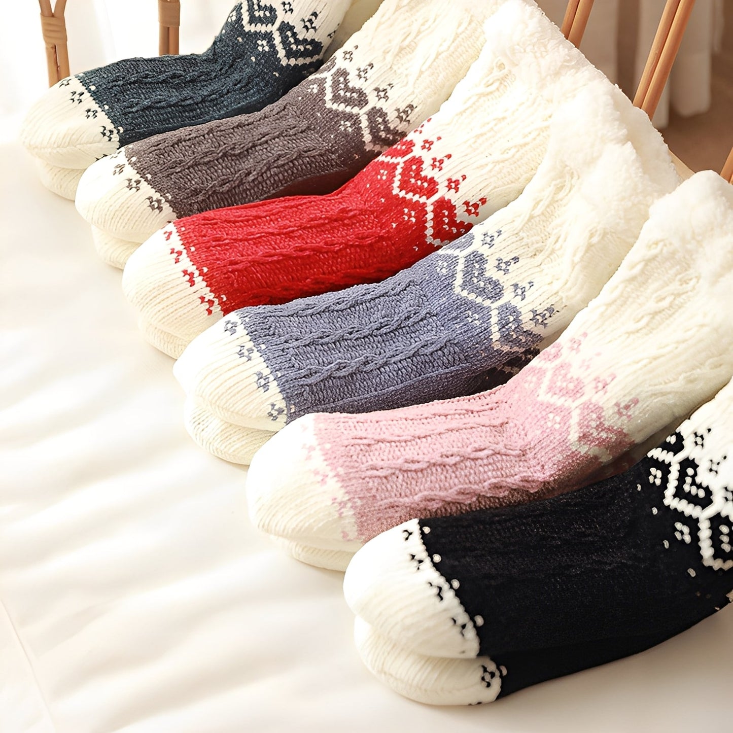 Danika - Stilvolle gestrickte Kuschelsocken mit Herzdesign für Damen
