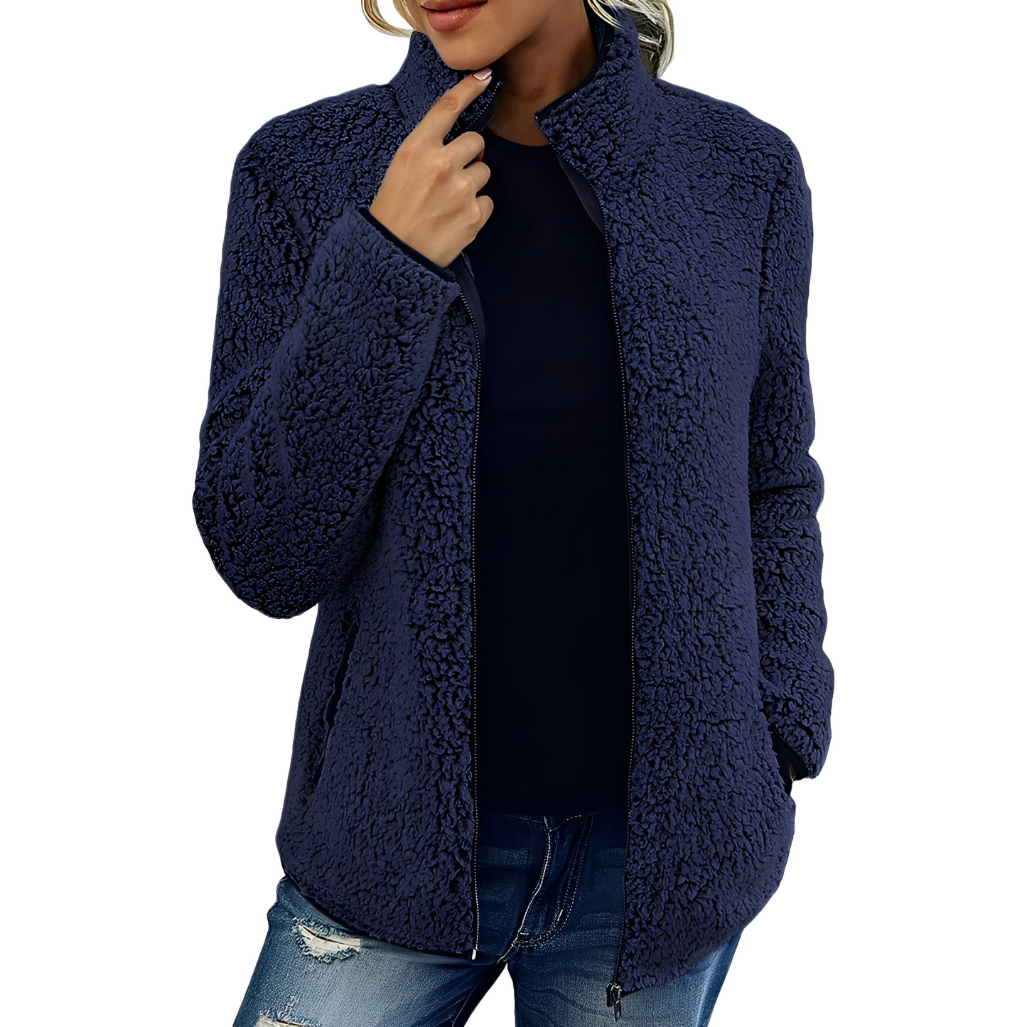 Alethea - Eleganter Damenmantel aus Fleece-Samt