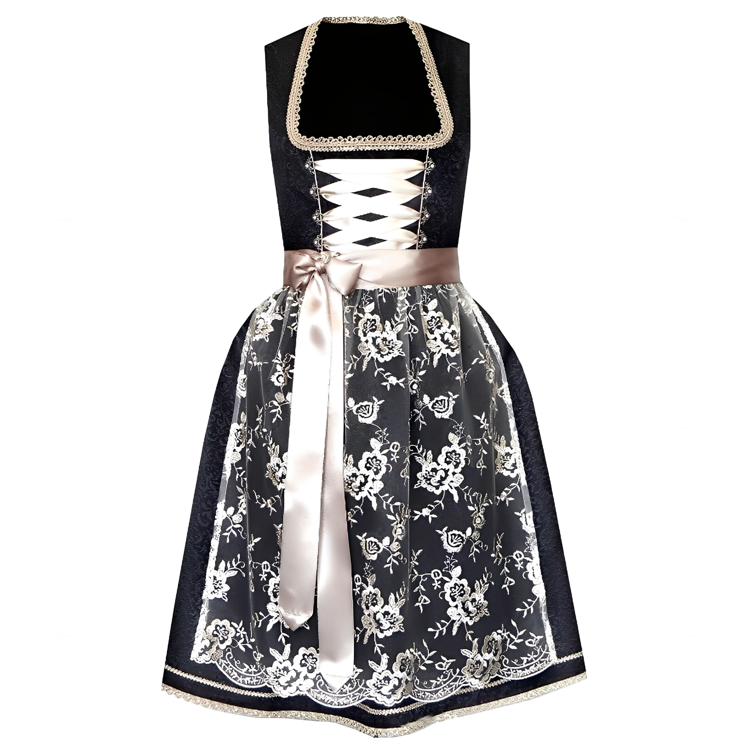 Zella - Frauen-Oktoberfestkleid mit Schnürung und Muster