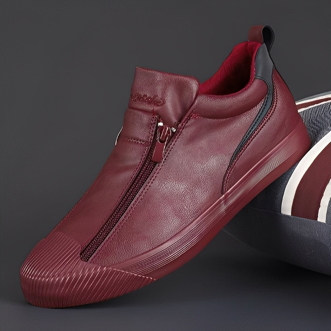 Jerred - Moderne Herrenschuhe aus Leder mit Zipper