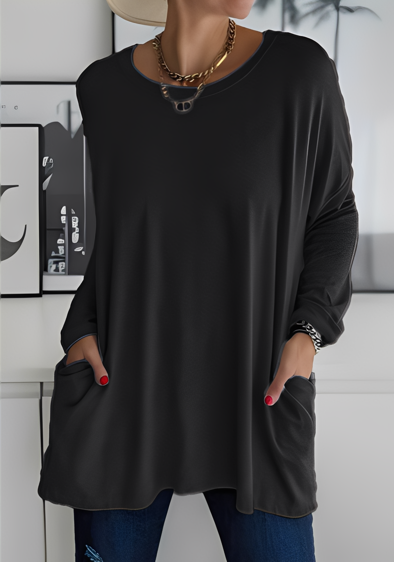 Krystle - Damen-Langarmshirt mit Taschen für Komfort