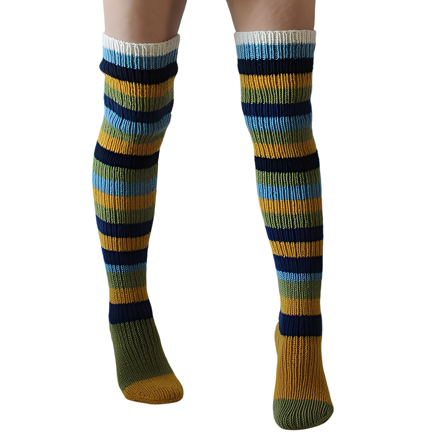 Rhianna - Längere, elegante Damensocken mit Streifen