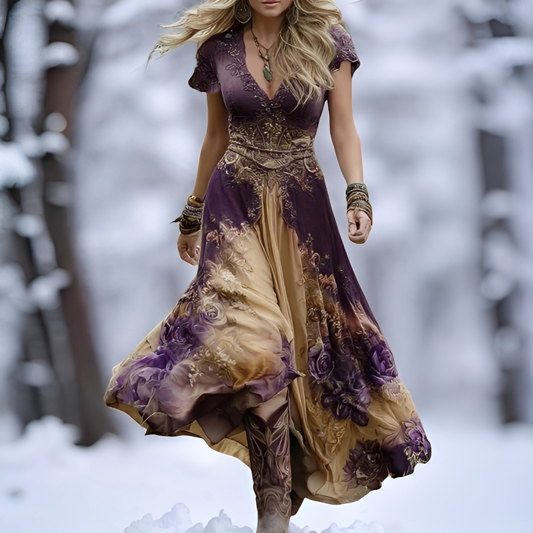 Almaris – Stilvolles langes Blumenkleid für Damen