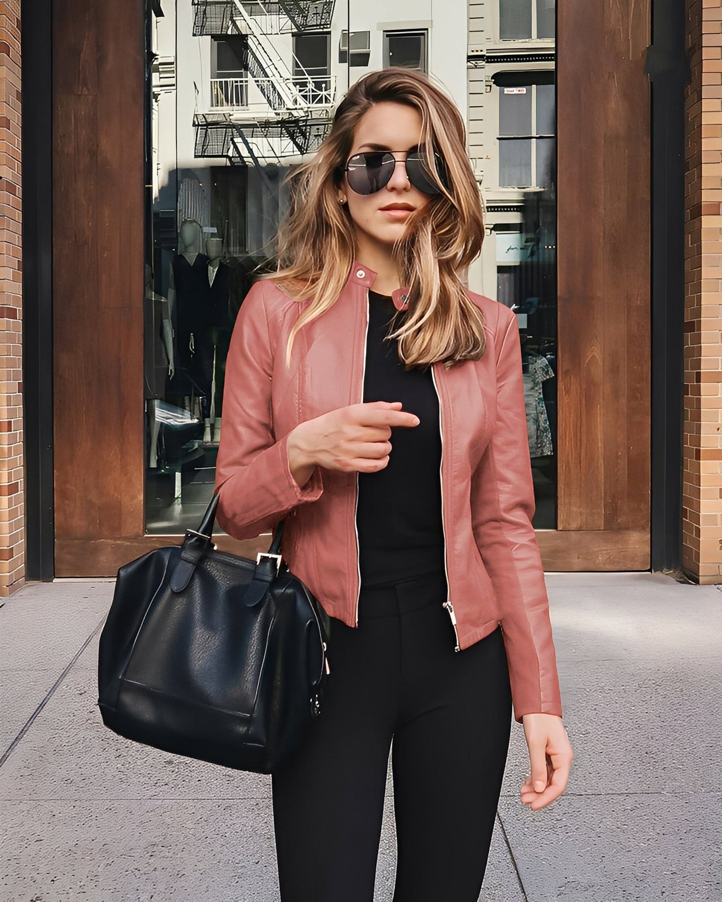 Ashlee - Modische, eng anliegende Damenlederjacke