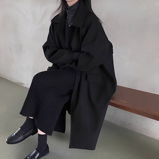 Estelle - Klassischer Damen-Wollmantel mit einem Knopfverschluss