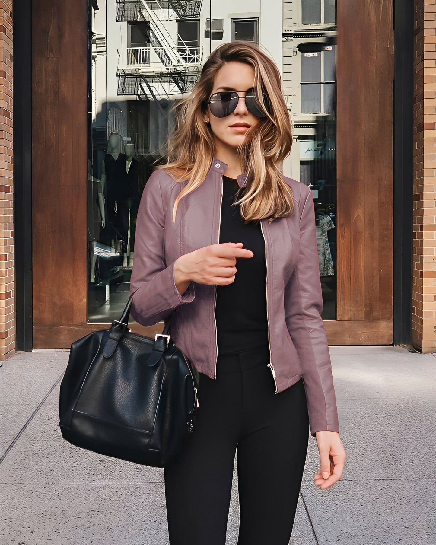 Ashlee - Modische, eng anliegende Damenlederjacke