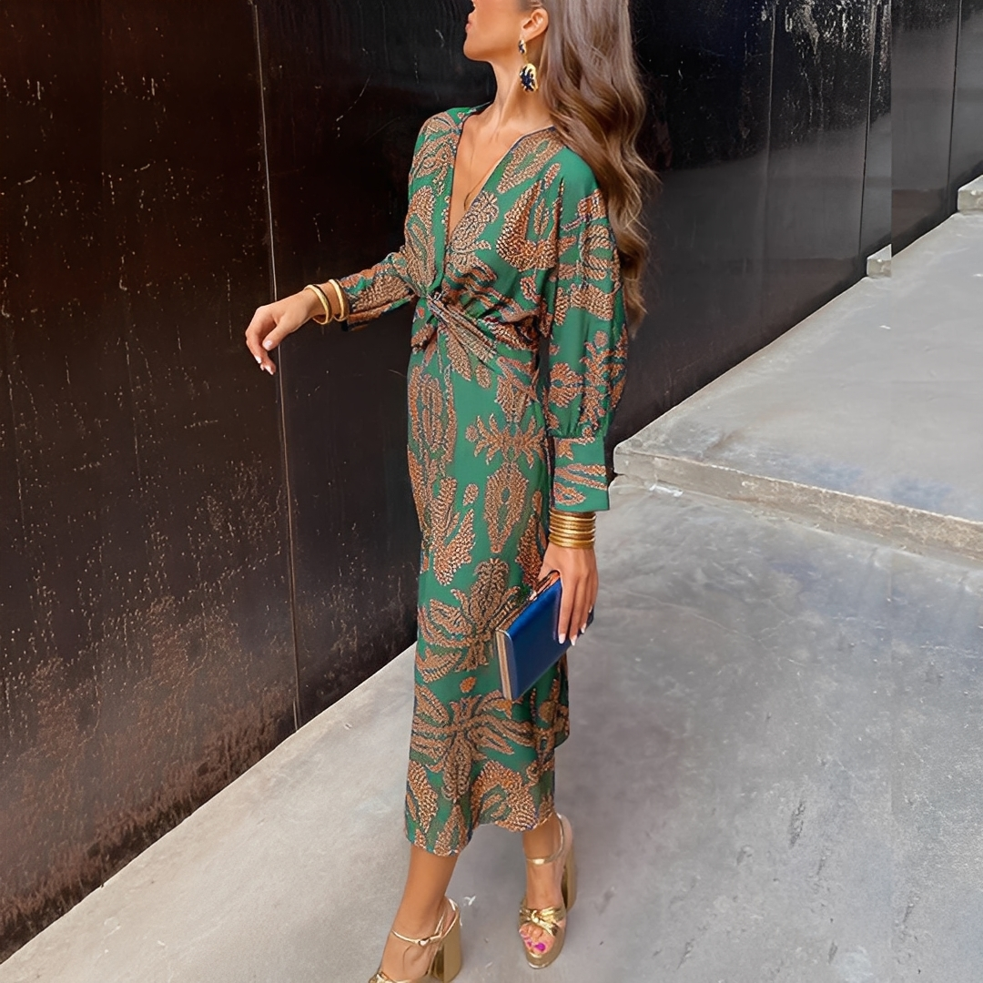 Louna - Elegantes Damen-V-Ausschnitt-Kleid