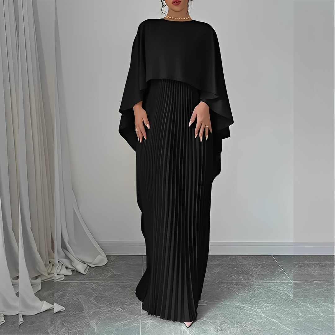 Marilou - Stilvolles Damenkleid mit plissiertem Cape