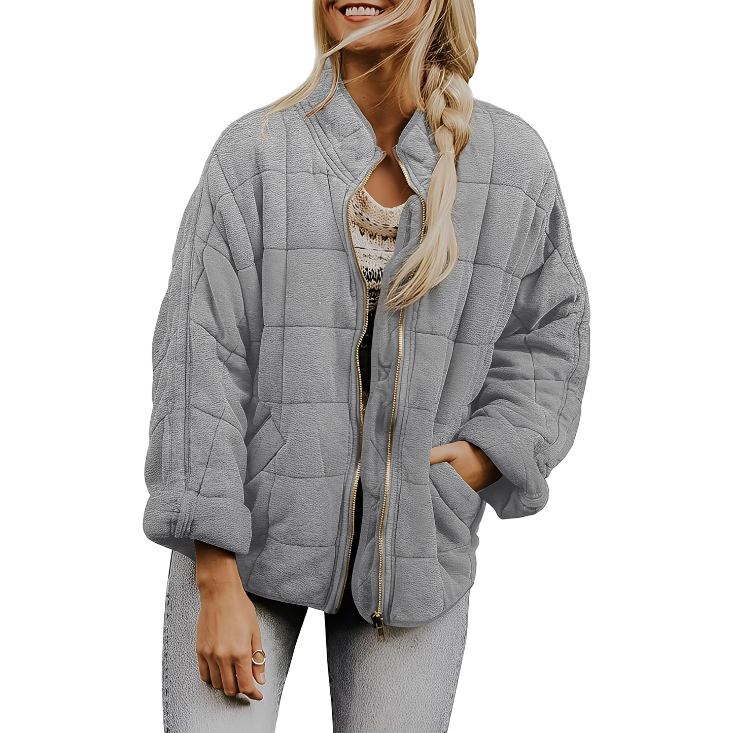 Luana - Frauenjacke mit leichtem Steppdesign und Taschen