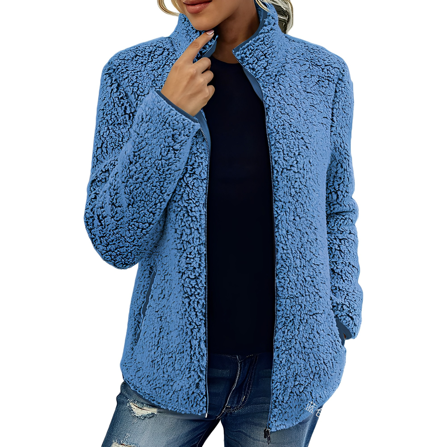 Alethea - Eleganter Damenmantel aus Fleece-Samt