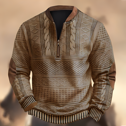 Edmund - Bequemer Herrenpullover mit Muster und Reißverschluss