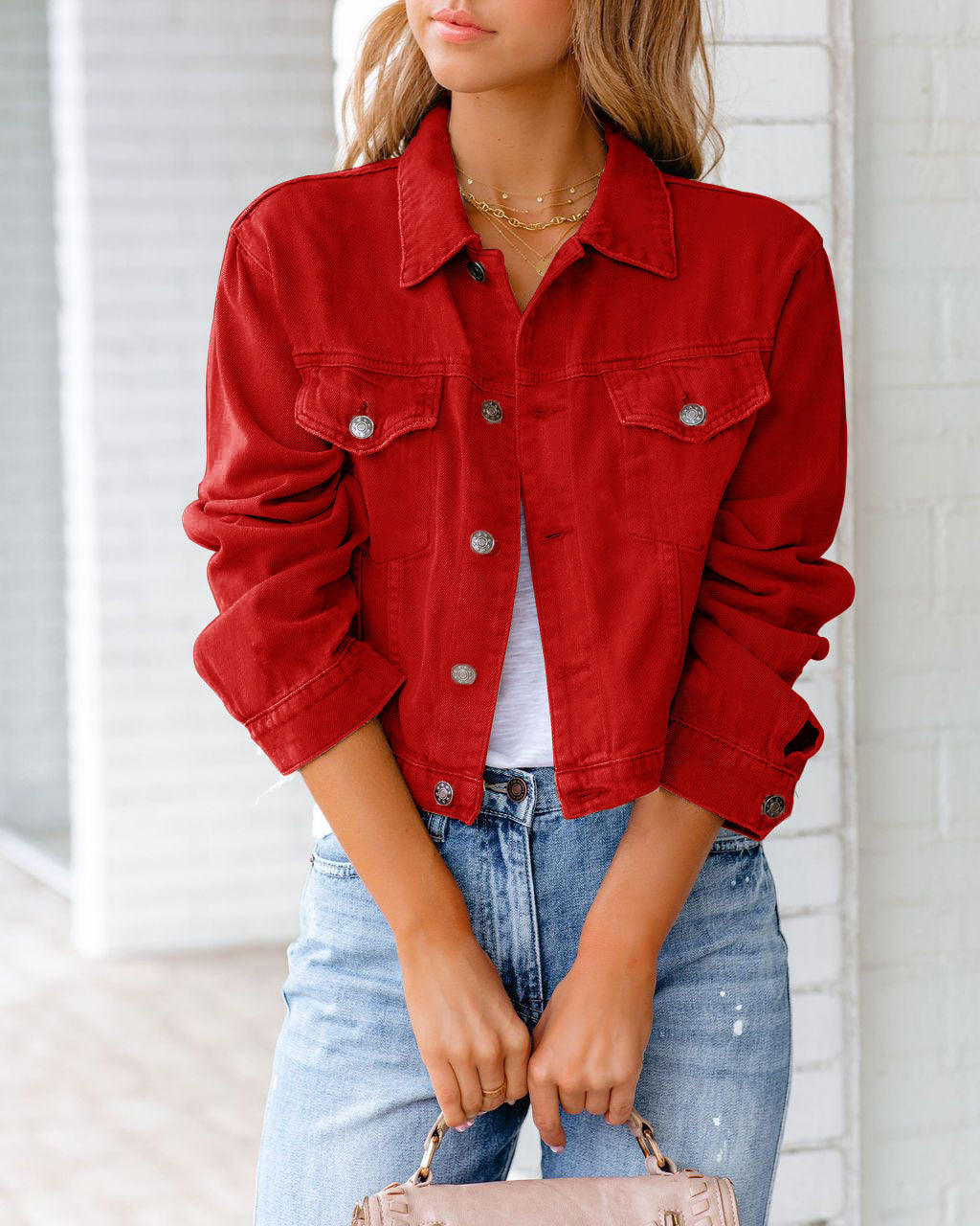 Carolyn - Bequeme Damen-Jeansjacke mit Taschen
