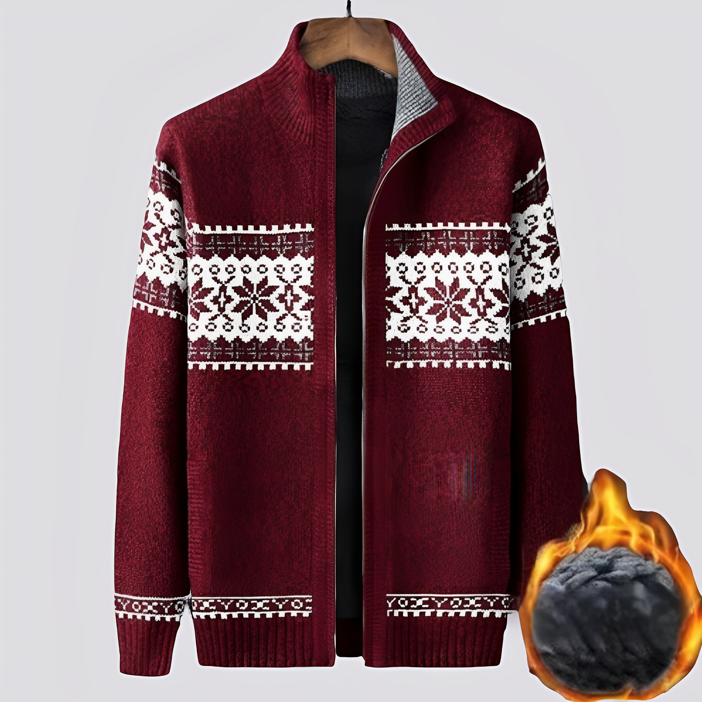 Charley - Herren-Wollpullover mit Sherpa-Futter und Wintermotiv