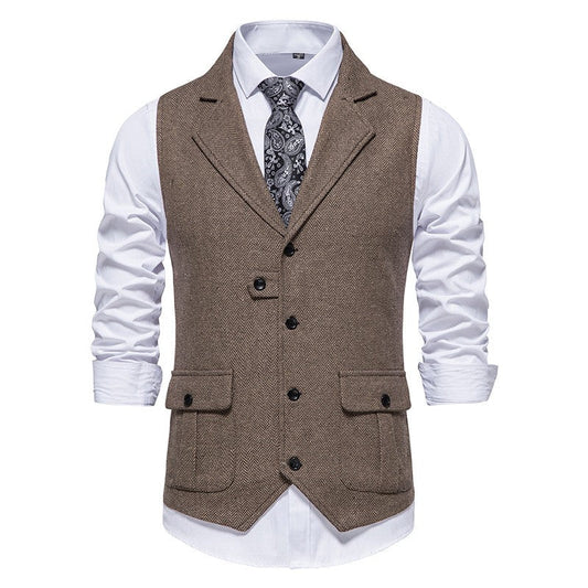 Rodney - Stilvolle Herrenweste mit Fischgrätmuster, Einreiher-Design