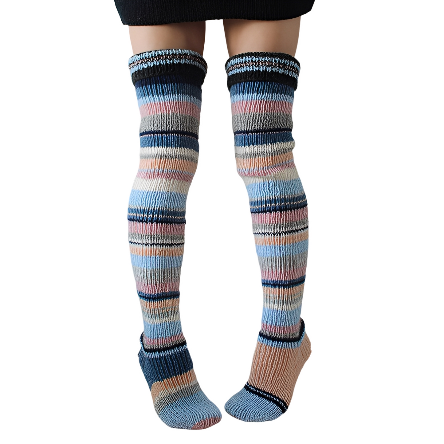 Rhianna - Längere, elegante Damensocken mit Streifen