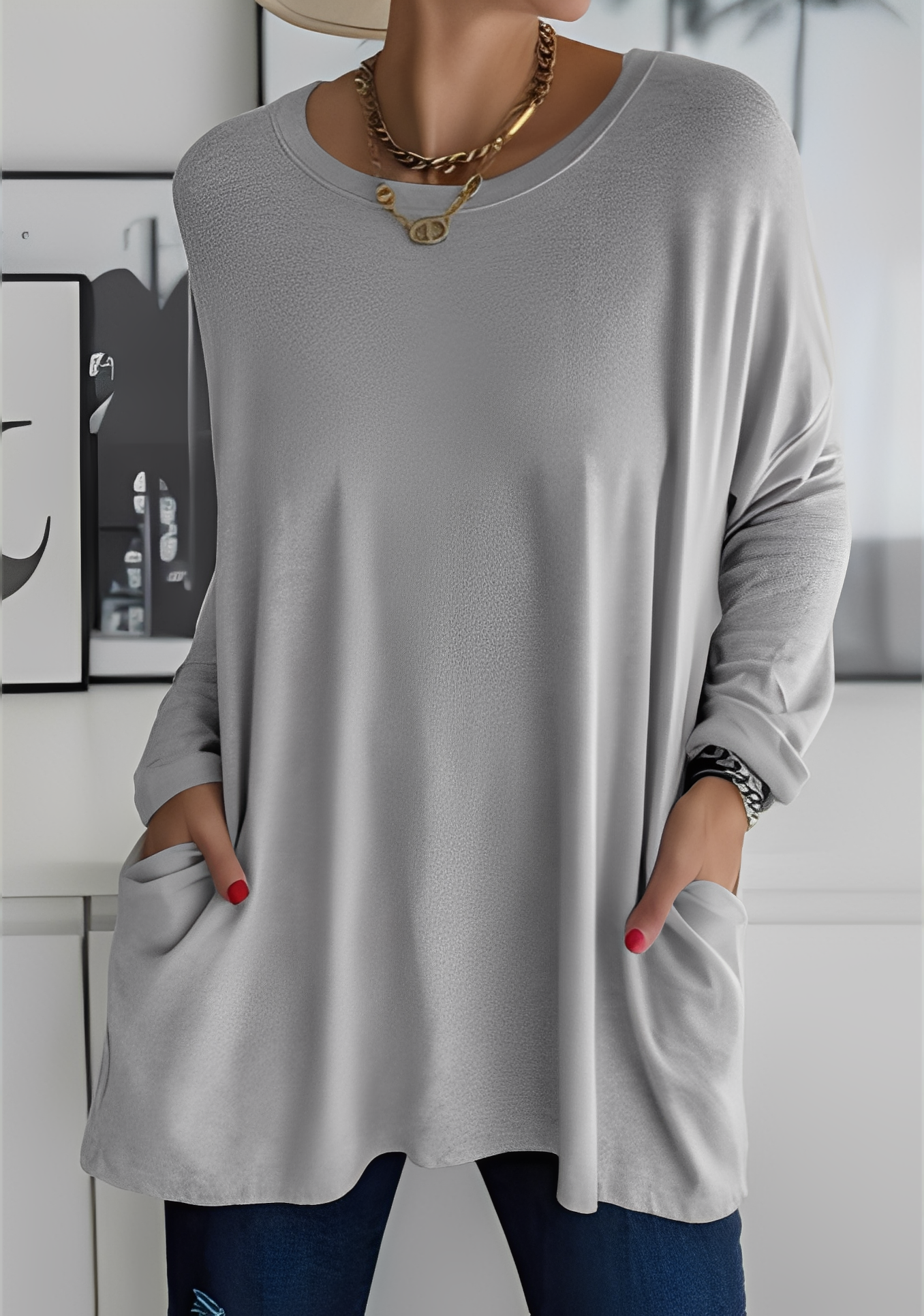 Krystle - Damen-Langarmshirt mit Taschen für Komfort