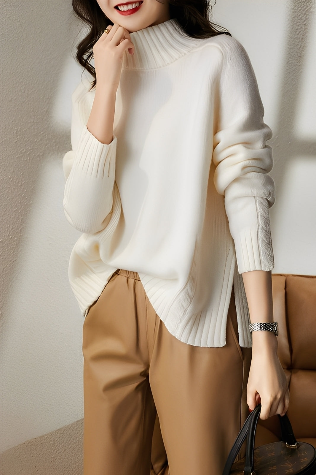 Karolyn - Einfacher, figurbetonter Damenpullover