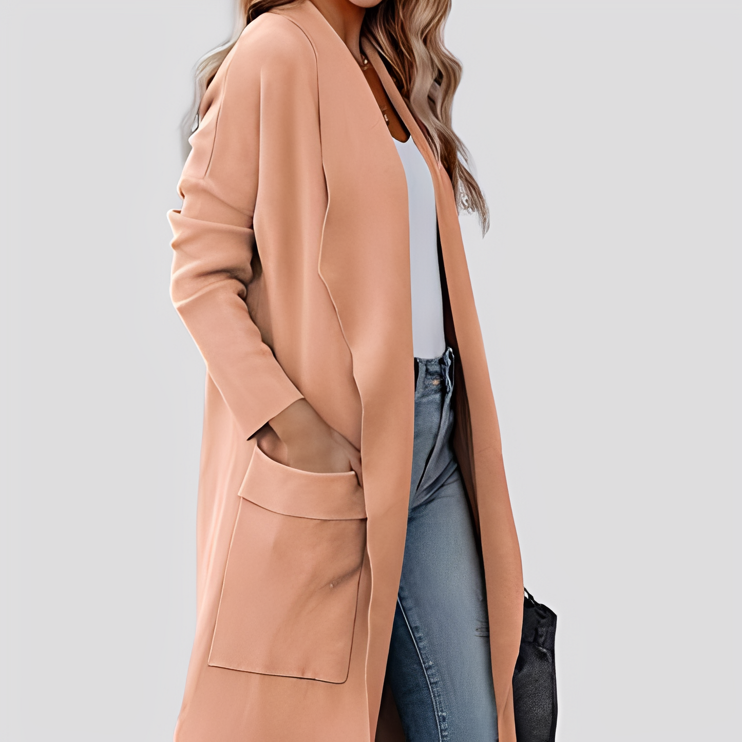 Chantal - Angenehme lange Tweed-Strickjacke für Damen