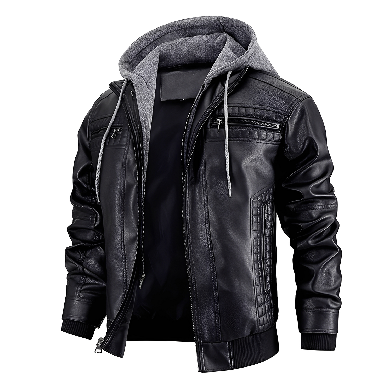 Everard - Klassische Männer-Motorradjacke mit Kapuze