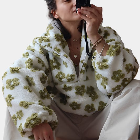 Elizabeth - Damen-Sherpa-Pullover mit stilvollem Blumenmuster