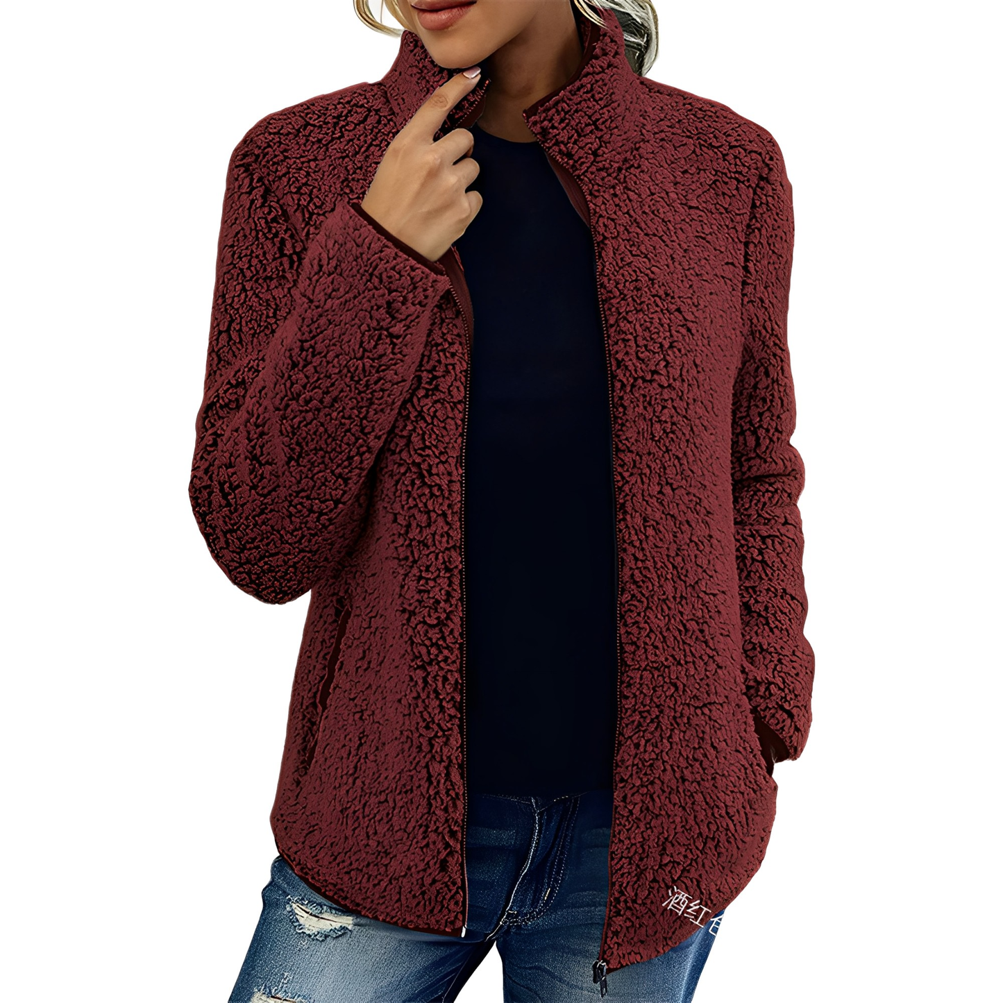 Alethea - Eleganter Damenmantel aus Fleece-Samt