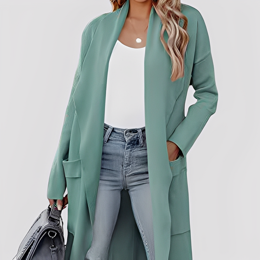 Chantal - Angenehme lange Tweed-Strickjacke für Damen
