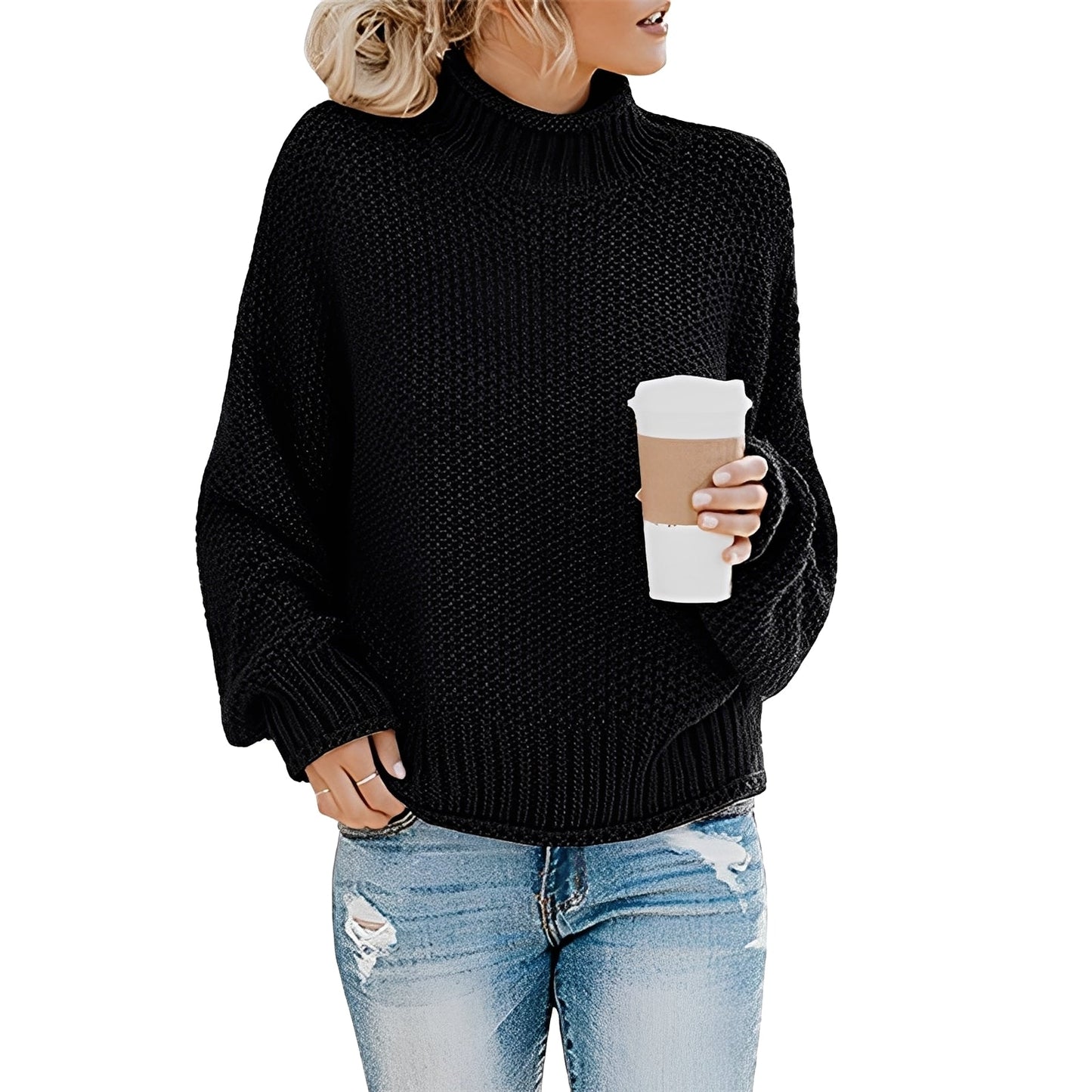 Evalyn - Gemütlicher Damenpullover mit hohem Kragen