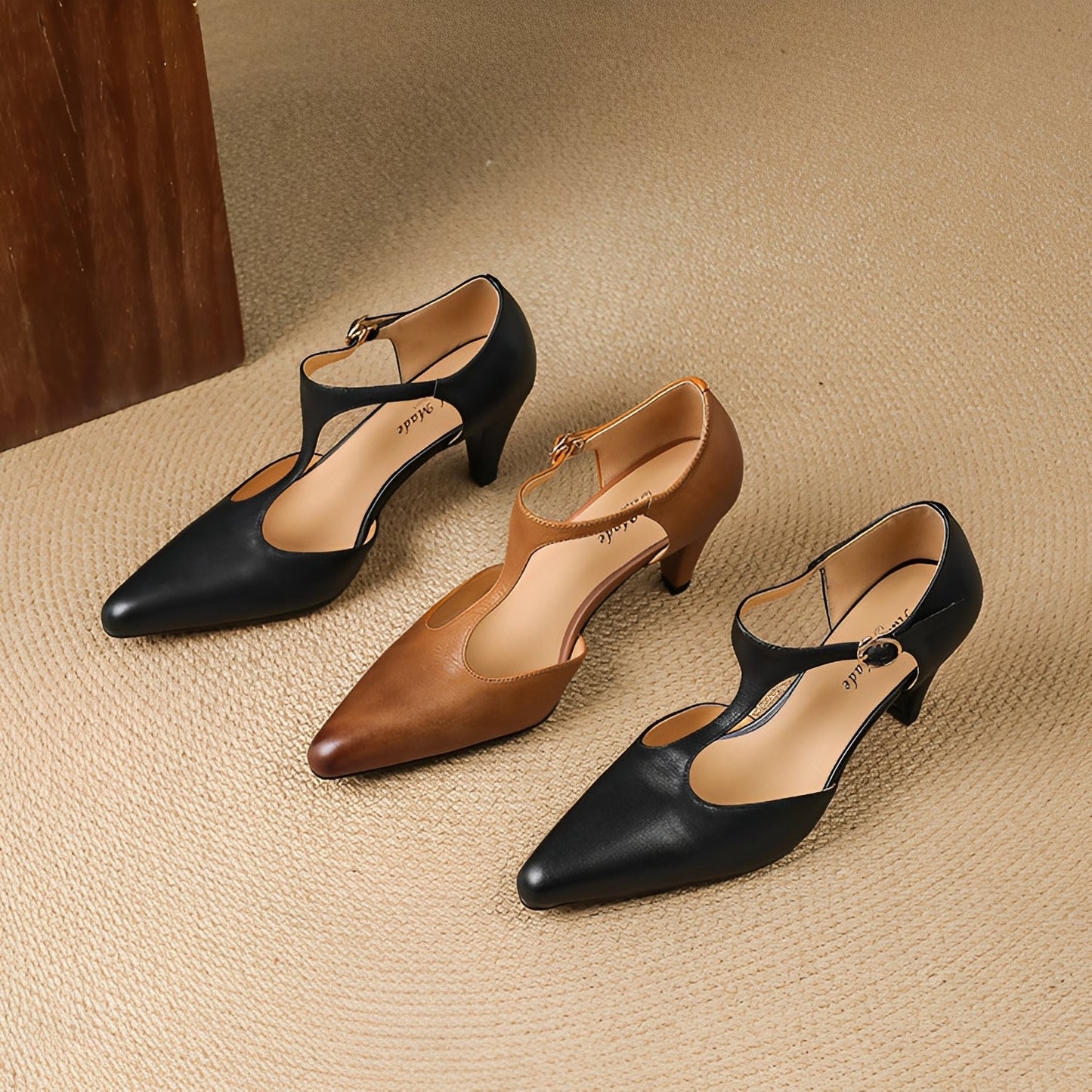 Sophie - Bequeme Lederpumps mit T-Riemen für Damen