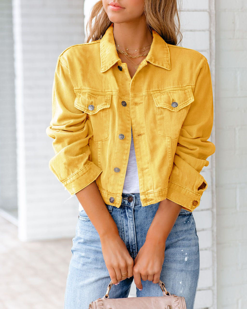 Carolyn - Bequeme Damen-Jeansjacke mit Taschen