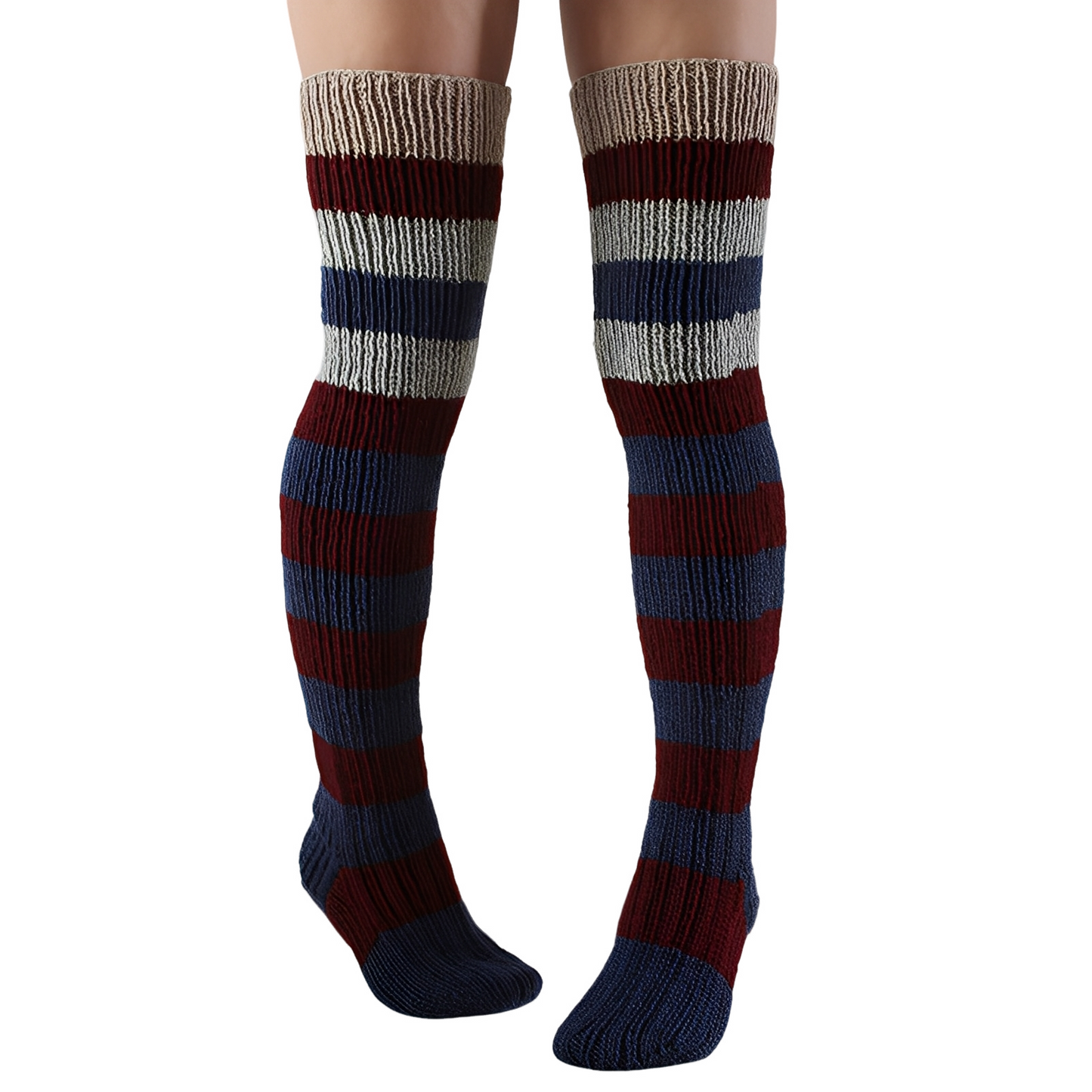 Rhianna - Längere, elegante Damensocken mit Streifen