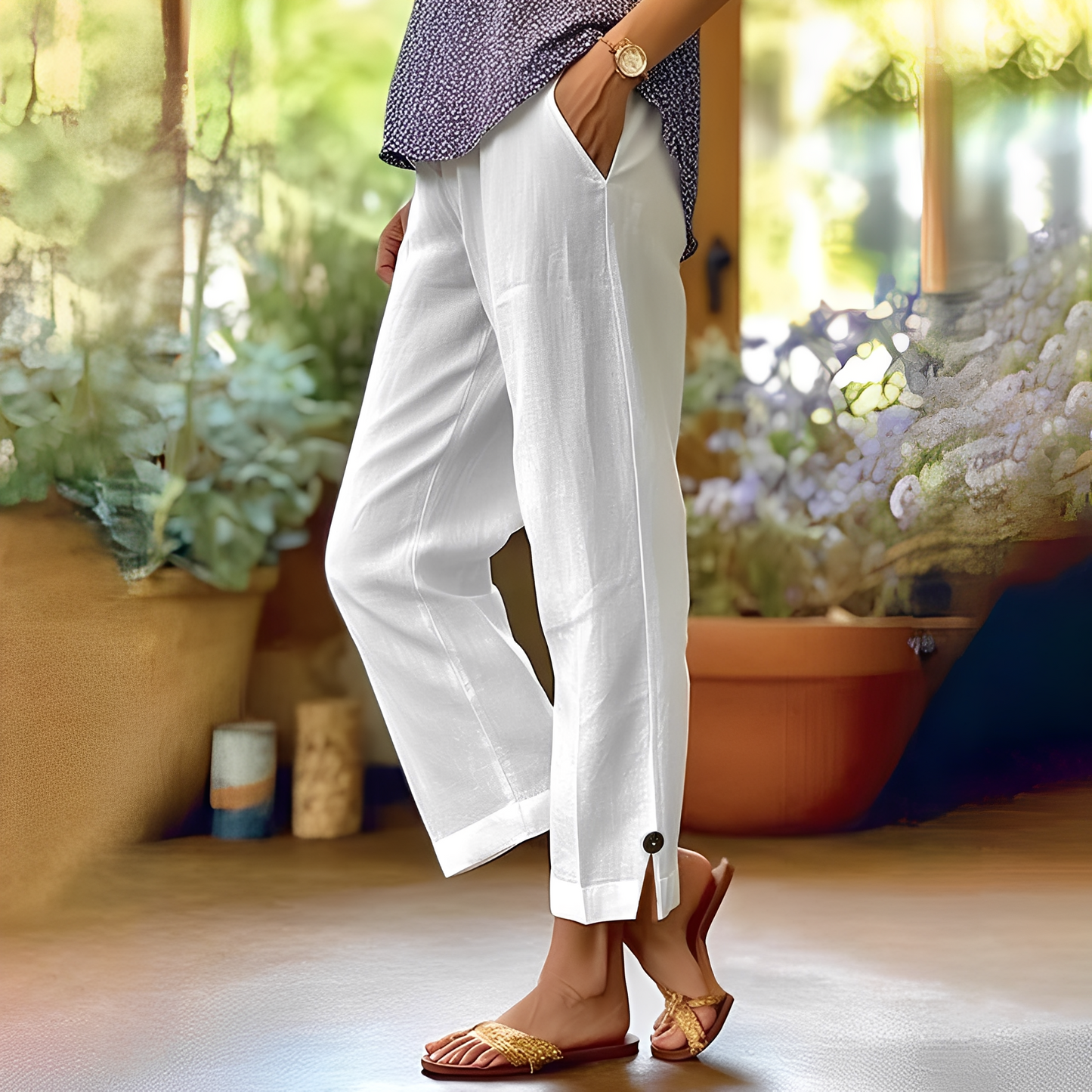 Kassia - Bequeme Sommer-Leinenhose für Frauen