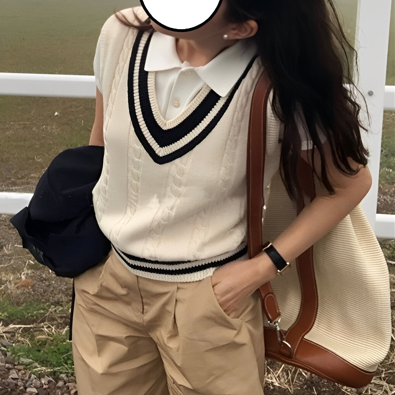 Leona - Damen Strickweste mit V-Ausschnitt im klassischen Design