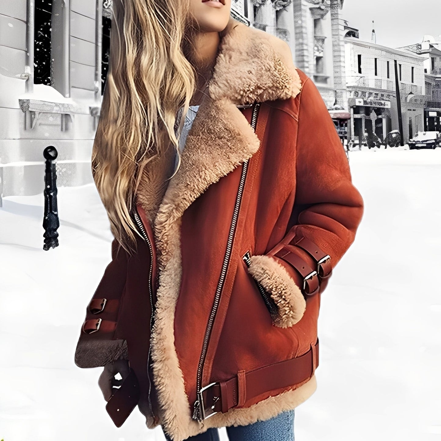 Cassandra - Warme Woll-Wildlederjacke für Frauen