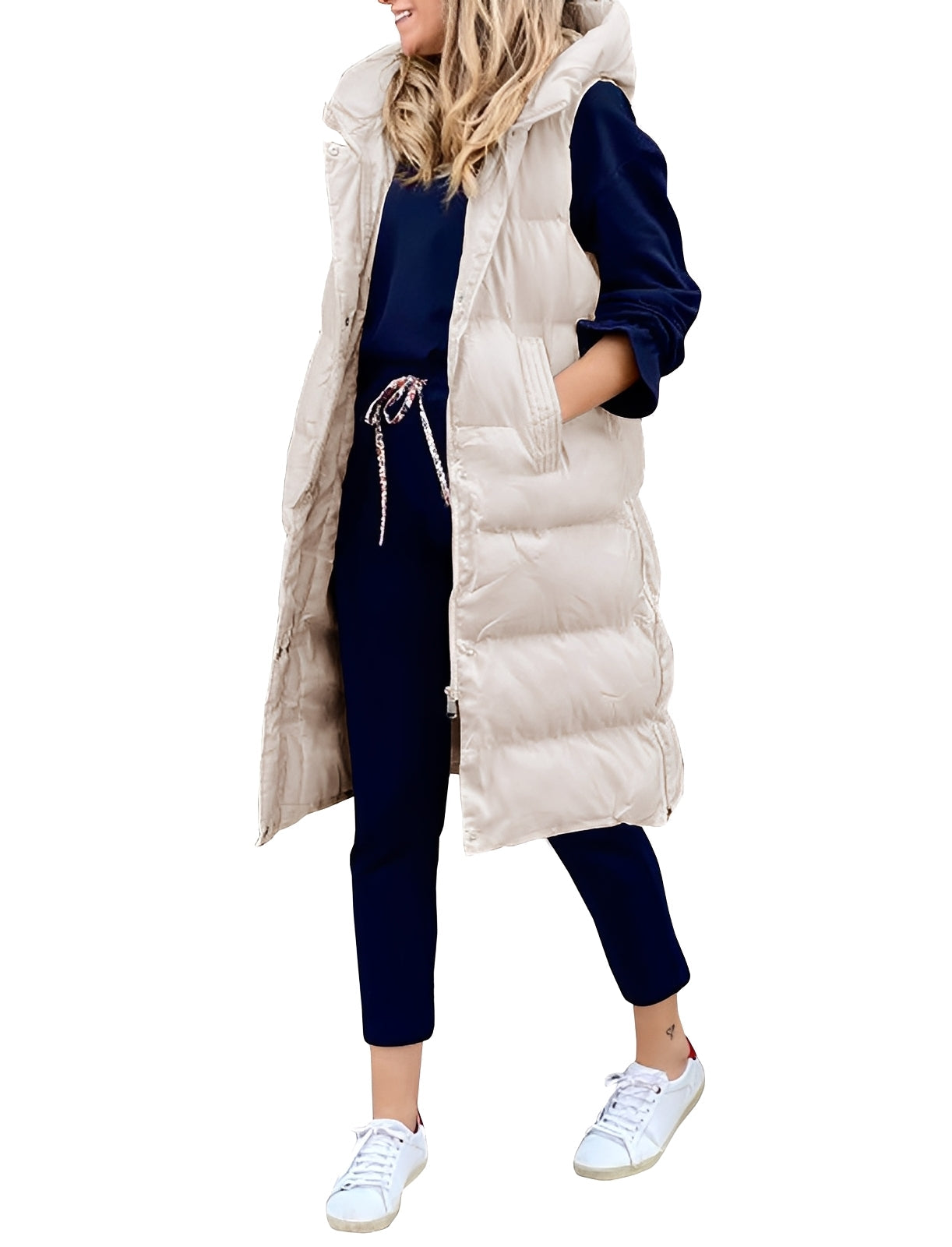 Amilia - Schicker, ärmelloser, langer Westmantel für Damen