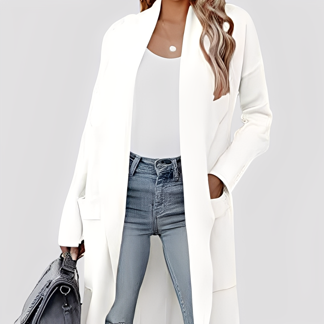 Chantal - Angenehme lange Tweed-Strickjacke für Damen