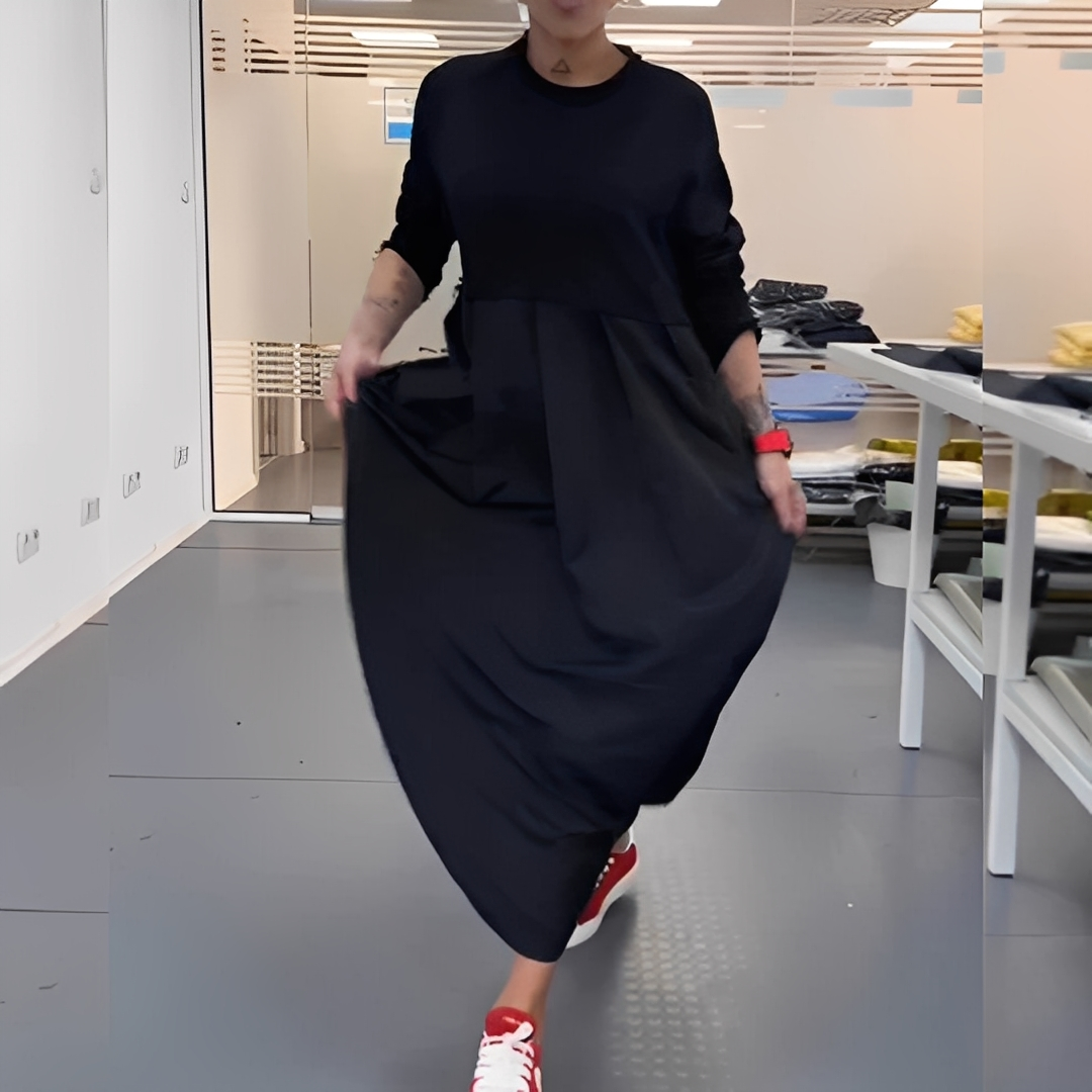 Gisèle - Damenkleid mit Rundhalsausschnitt und lockerem Schnitt