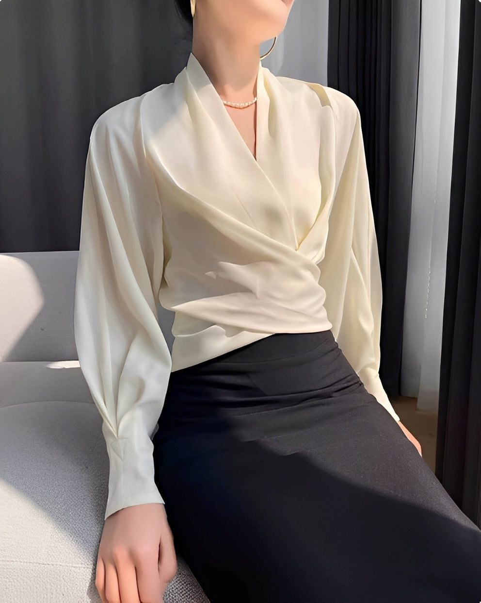 Annora - Schicke langärmelige Satinbluse für Damen
