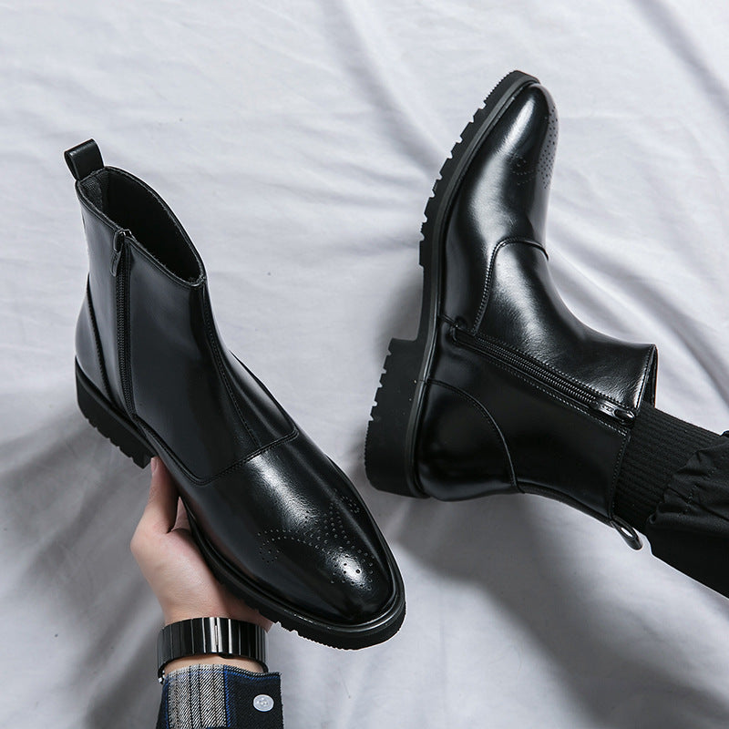 Kennith - Modische und bequeme Chelsea-Lederschnürstiefel für Herren