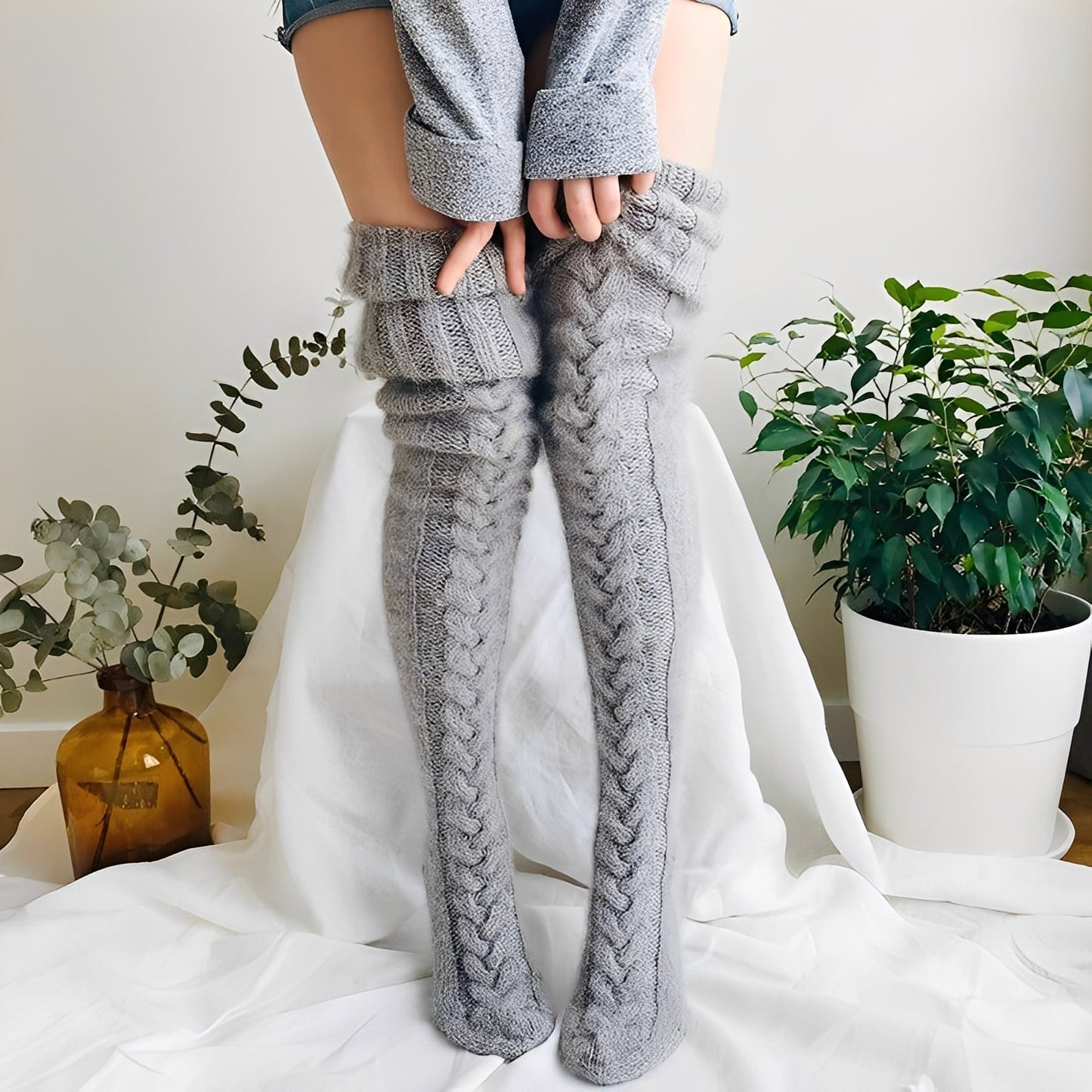 Hailee - Kuschelige, warme, gestrickte Overknee-Socken für Damen