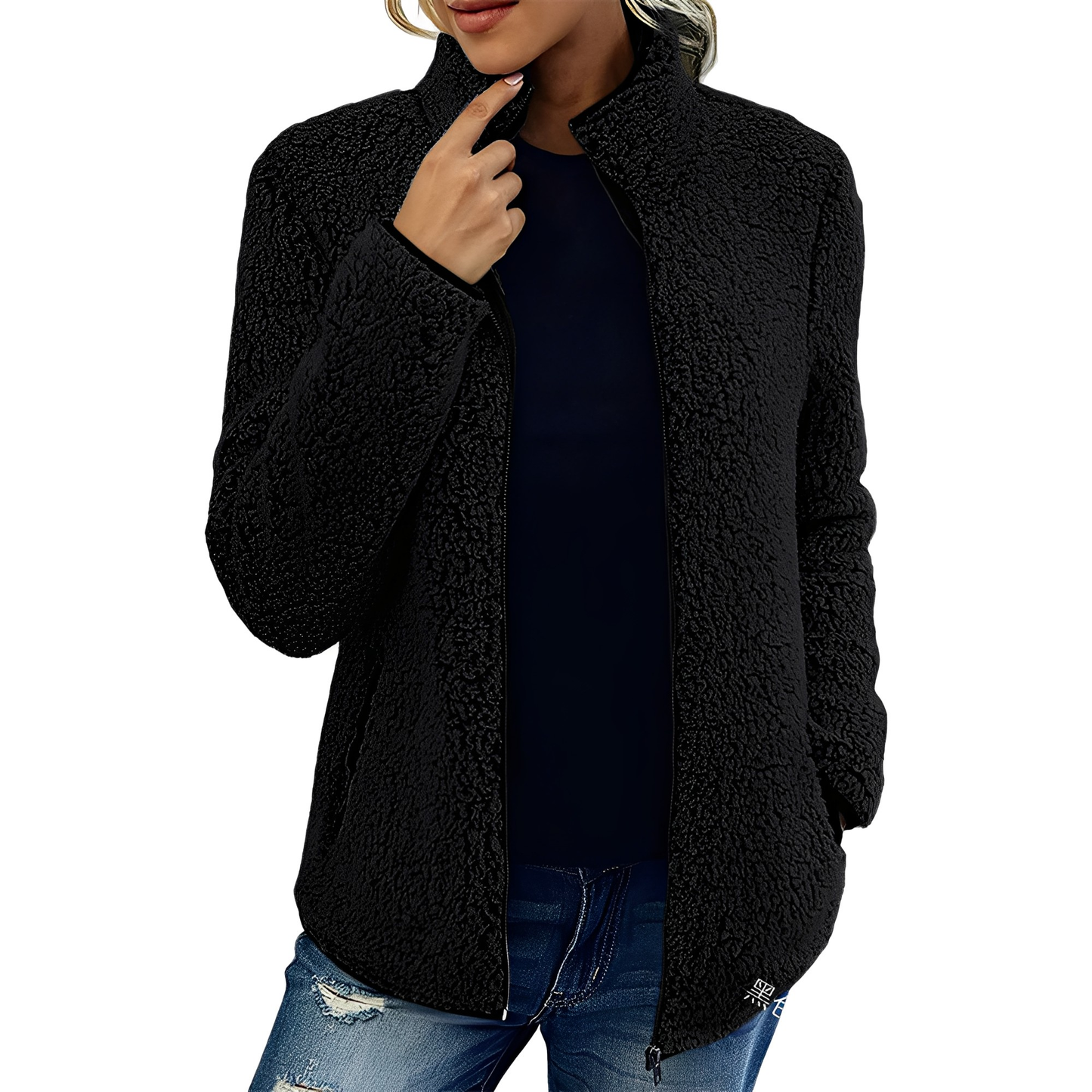 Alethea - Eleganter Damenmantel aus Fleece-Samt