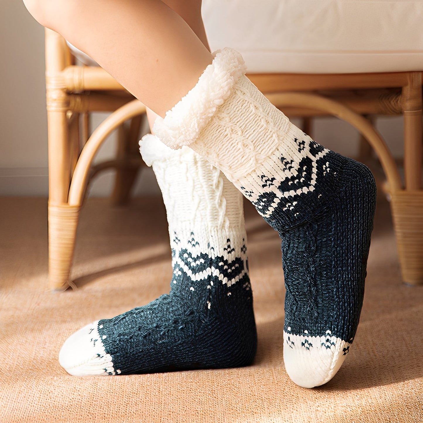 Danika - Stilvolle gestrickte Kuschelsocken mit Herzdesign für Damen