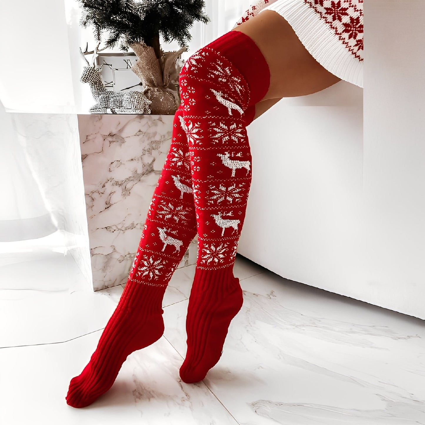 Carol - Modische gestrickte Weihnachtssocken für Frauen