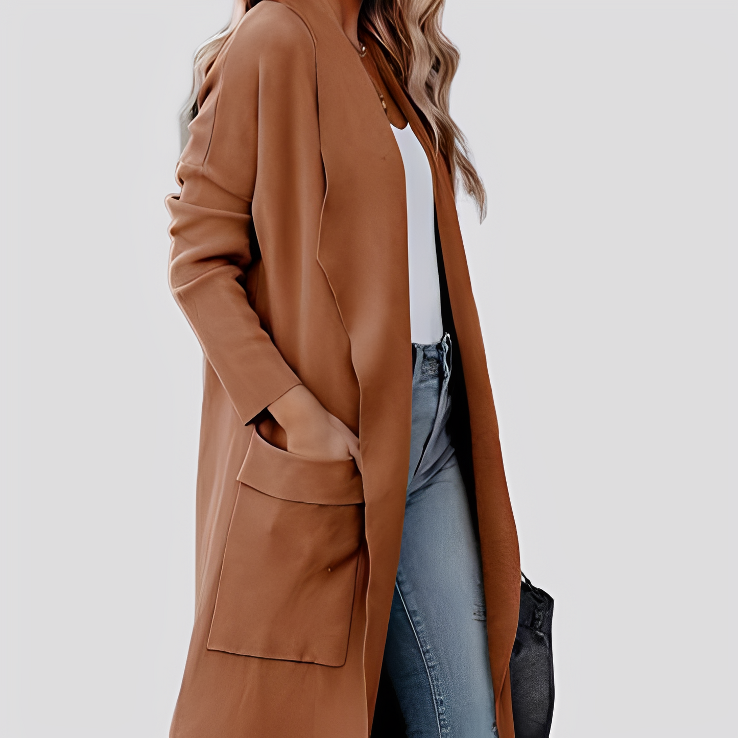 Chantal - Angenehme lange Tweed-Strickjacke für Damen