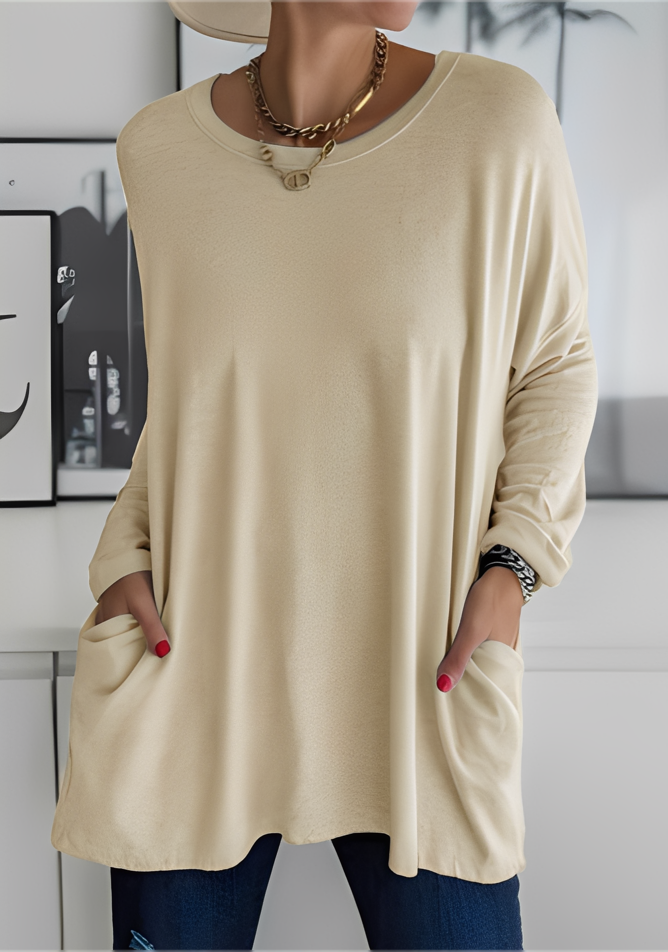 Krystle - Damen-Langarmshirt mit Taschen für Komfort