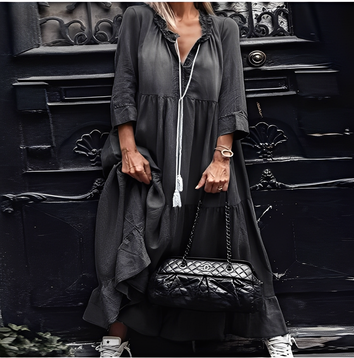 Irénée - Bequemes langes Damen-Jeanskleid